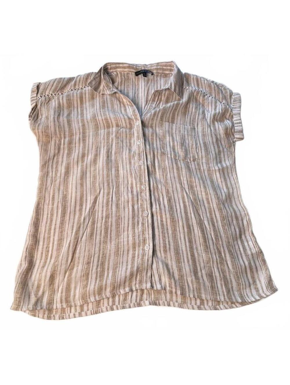 Adrienne Vittadini Striped Button-Up Blouse Size L